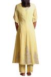 Shop Sue Mue Yellow Jute V Neck Embroidered Anarkali Set at Aza Fashions Shop_Sue Mue_Yellow Jute V Neck Embroidered Anarkali Set _at_Aza_Fashions
