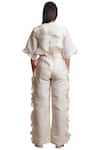 Shop_Sue Mue_White Linen V Neck Embroidered Jumpsuit _at_Aza_Fashions