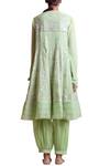 Shop Sue Mue Green Handloom Cotton, Jute Round Embroidered Anarkali Set at Aza Fashions Shop_Sue Mue_Green Handloom Cotton, Jute Round Embroidered Anarkali Set _at_Aza_Fashions