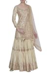 Buy_Tamanna Punjabi Kapoor_Beige Hand Embroidered Kurta Sharara Set_at_Aza_Fashions