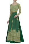 Buy_Neha Mehta Couture_Green Round Embroidered Kurta And Lehenga _at_Aza_Fashions