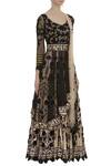 Buy_Neha Mehta Couture_Black Leaf Neck Floral Embroidered Anarkali Set _Online_at_Aza_Fashions