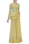 Buy_Arpita Mehta_Yellow Georgette Bandhani Kurta Sharara Set And Belt_at_Aza_Fashions