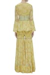 Shop_Arpita Mehta_Yellow Georgette Bandhani Kurta Sharara Set And Belt_at_Aza_Fashions