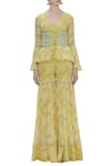 Arpita Mehta_Yellow Georgette Bandhani Kurta Sharara Set And Belt_Online_at_Aza_Fashions