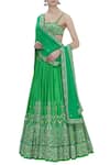 Buy_Arpita Mehta_Green Raw Silk Embroidered Lehenga Set_at_Aza_Fashions