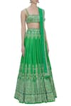 Arpita Mehta_Green Raw Silk Embroidered Lehenga Set_Online_at_Aza_Fashions