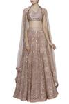 Buy Maison Blu Peach Organza Embroidered Lehenga Set at Aza Fashions Buy_Maison Blu_Peach Organza Embroidered Lehenga Set_at_Aza_Fashions
