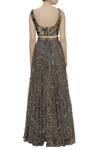 Shop_Maison Blu_Grey Net V Neck Embellished Lehenga Set _at_Aza_Fashions