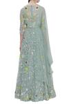 Shop_Garo_Green Organza Kurta Round Neckline Embroidered Anarkali Set  _at_Aza_Fashions