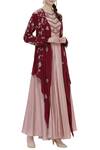 Buy_Garo_Maroon Embroidered Kurta Jacket Set _at_Aza_Fashions