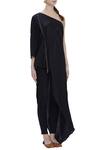 Ezra_Black Dupion Silk One Shoulder Tunic_Online_at_Aza_Fashions