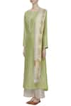 MATSYA_Green Linen Embroidered Kurta Set_Online_at_Aza_Fashions