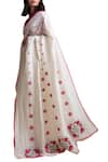 Kanelle_Off White Handloom Linen Embroidered Saree_Online_at_Aza_Fashions