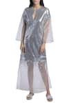 Buy_MxS_Silver Embroidered Kaftan Dress_at_Aza_Fashions