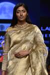 Shop_Sailesh Singhania_Gold Handwoven Saree With Blouse_at_Aza_Fashions