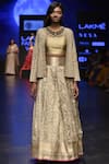 Buy_Sailesh Singhania_Gold Handwoven Lehenga, Checkered Jacket And Bustier_at_Aza_Fashions