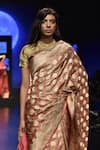 Shop_Sailesh Singhania_Gold Pure Mulberry Silk Handwoven Saree_at_Aza_Fashions