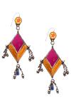 Buy_Sangeeta Boochra_Yellow Beads Multicolor Metal Dangler Earrings _at_Aza_Fashions