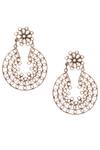 Buy_Sangeeta Boochra_Silver Plated Stones, Metallic Thread Floral Motif Danglers _at_Aza_Fashions