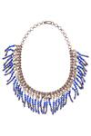 Buy_Sangeeta Boochra_Silver Plated Metal Bead Fringe Necklace_at_Aza_Fashions