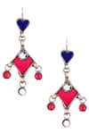 Buy_Sangeeta Boochra_Silver Plated Stones Heart Motif Danglers _at_Aza_Fashions