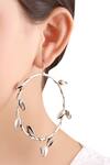 Shop_Sangeeta Boochra_Silver Plated Metal Wired Hoops_at_Aza_Fashions