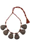 Buy_Sangeeta Boochra_Silver Plated Metal Baroque Coin Necklace_at_Aza_Fashions