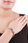 Shop_Sangeeta Boochra_Silver Plated Baroque Design Adjustable Cuff Bracelet _at_Aza_Fashions