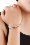 Shop_Sangeeta Boochra_Silver Plated Spiral Design Metal Cuff Bracelet _at_Aza_Fashions