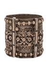 Sangeeta Boochra_Silver Plated Metal Baroque Carved Handcuff_Online_at_Aza_Fashions