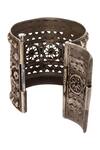 Buy_Sangeeta Boochra_Silver Plated Metal Baroque Carved Handcuff_Online_at_Aza_Fashions