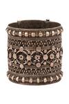 Shop_Sangeeta Boochra_Silver Plated Metal Baroque Carved Handcuff_Online_at_Aza_Fashions