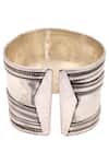Buy_Sangeeta Boochra_Silver Plated Oxidized Carved Cuff _at_Aza_Fashions