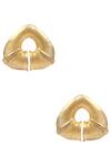 Buy_Sangeeta Boochra_Gold Plated Carved Metal Stud Earrings _at_Aza_Fashions