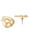Sangeeta Boochra_Gold Plated Carved Metal Stud Earrings _Online_at_Aza_Fashions