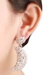 Shop_Sangeeta Boochra_Silver Plated Stones Crescent Moon Earrings _at_Aza_Fashions