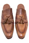 Shop_Toramally - Men_Brown European Vegetable Tanned Leather Sole Broque Mule Shoes _at_Aza_Fashions