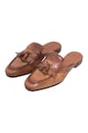 Buy_Toramally - Men_Brown European Vegetable Tanned Leather Sole Broque Mule Shoes _at_Aza_Fashions