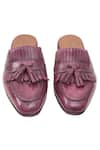 Shop_Toramally - Men_Pink European Vegetable Tanned Leather Sole Tassel Mule Shoes _at_Aza_Fashions