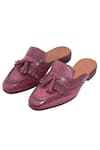 Buy_Toramally - Men_Pink European Vegetable Tanned Leather Sole Tassel Mule Shoes _at_Aza_Fashions