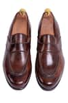 Shop_Toramally - Men_Brown European Vegetable Tanned Leather Sole Penny Loafer Shoes _at_Aza_Fashions