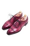 Buy_Toramally - Men_Pink European Vegetable Tanned Leather Sole Broque Shoes _at_Aza_Fashions