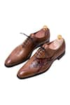 Buy_Toramally - Men_Brown European Vegetable Tanned Leather Sole Tiger Motif Painted Oxford Shoes _at_Aza_Fashions