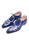 Buy_Toramally - Men_Blue European Vegetable Tanned Leather Sole Handpainted Oxford Shoes _at_Aza_Fashions