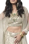 Shop_Abhinav Mishra_Silver Hand Embroidered Lehenga Set _at_Aza_Fashions