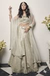 Abhinav Mishra_Silver Hand Embroidered Lehenga Set _Online_at_Aza_Fashions