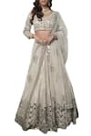 Buy_Abhinav Mishra_Silver Hand Embroidered Lehenga Set_at_Aza_Fashions