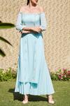 Buy_Mandira Wirk_Blue Embroidered Kurta Palazzo Set_at_Aza_Fashions