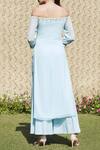 Shop_Mandira Wirk_Blue Embroidered Kurta Palazzo Set_at_Aza_Fashions